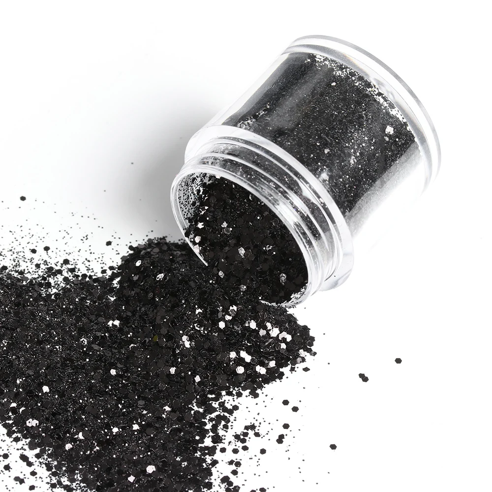 1 бутылка черные блестки порошок пыль сделай сам для ногтей искусство дизайн