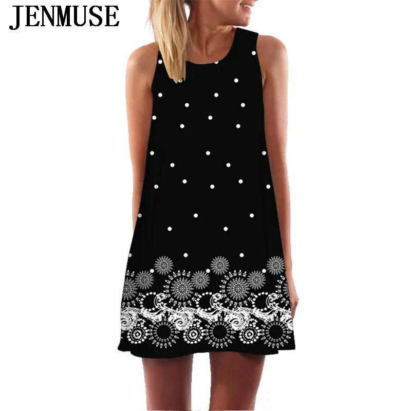 Женское платье без рукавов Jenmuse повседневное свободное шифоновое с круглым