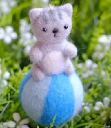 Мяч кошка Шерсть Кружево комплект шерстяной фетр иглы для валяния Подвеска