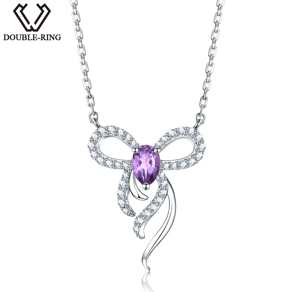 Женское ожерелье из серебра 925 пробы с натуральным аметистом|fine jewelry|jewelry silver