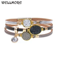 wellmore metal wrap bracelets leather bracelets for women mens charm bracelets couples gifts fashion jewelry dropshipping