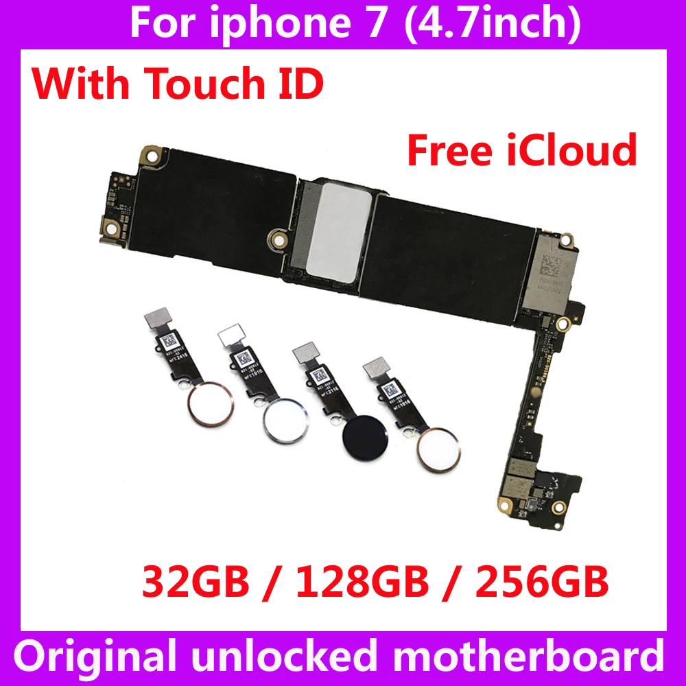 100% оригинальная материнская плата с/без Touch ID для iphone 7 4 '✲ Гб 128 ГБ 256