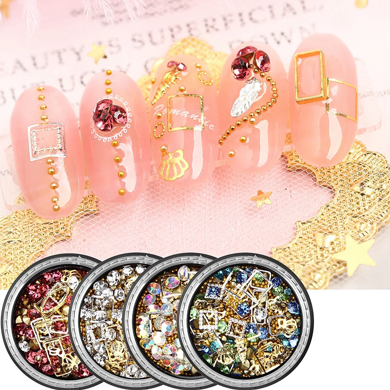 1 горшок разноцветные формы смешивания смешанные стразы маленький стальной шар