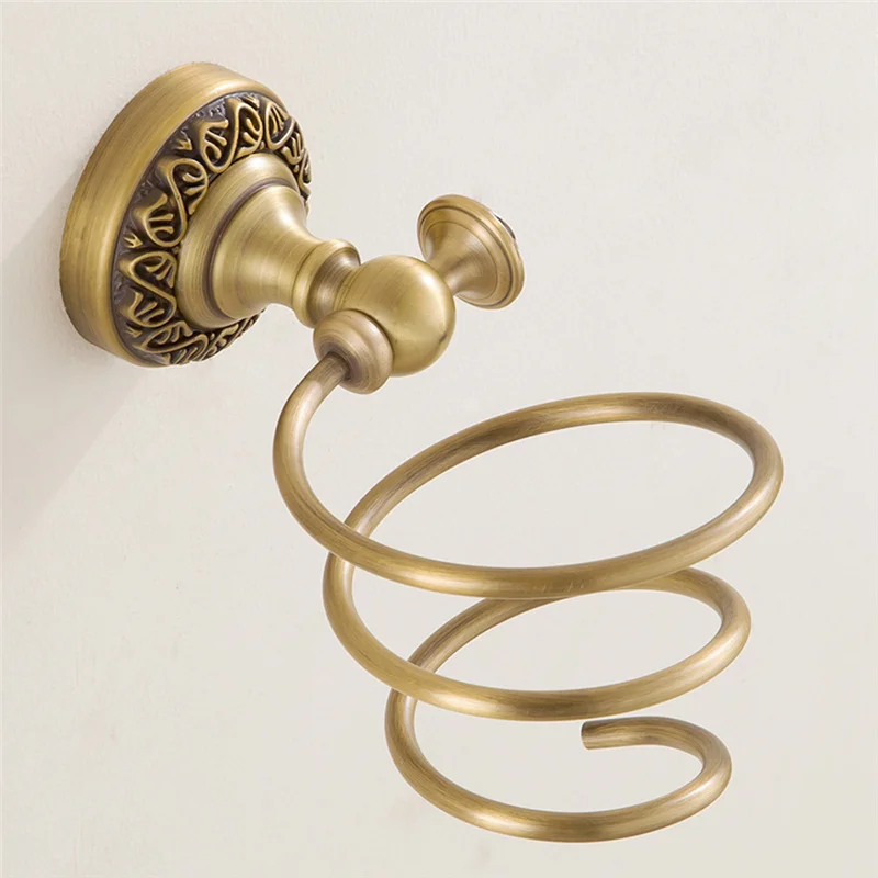 

Leyden Luxury Wall Mount Hair Dryer Holder Antique Brass Holder Hair Dryer Vintage Holder for Hair Dryer Bathroom Accessories