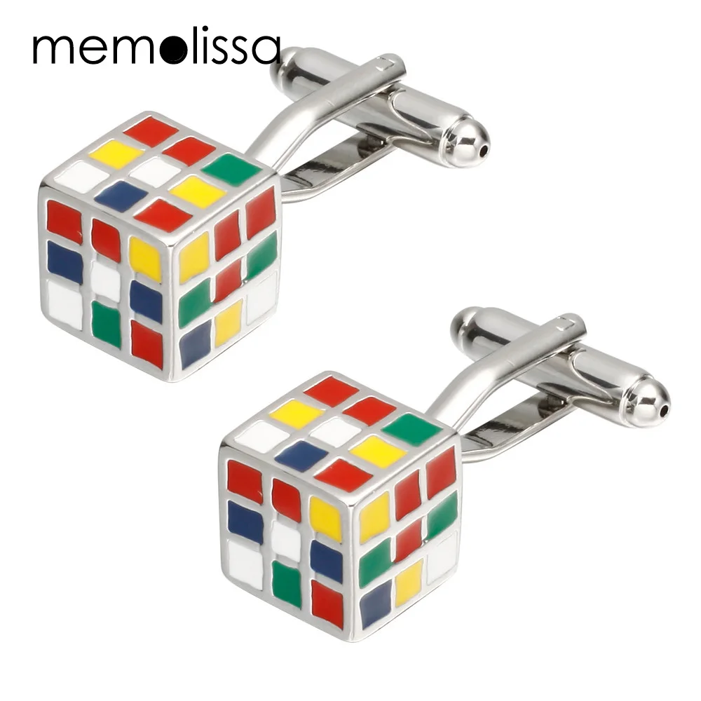 

MeMolissa 3 Pairs Enamel Magic Cubic shirt Wedding cufflinks for mens gift Brand cuff button cuff link gemelos Jewelry