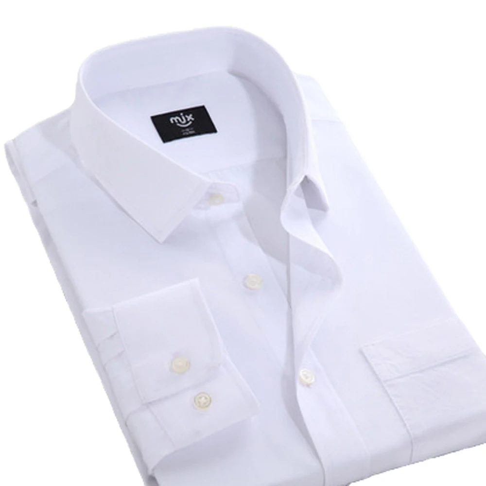 Новый летний 2017 с длинным рукавом твил Однотонная одежда Бизнес Мужская