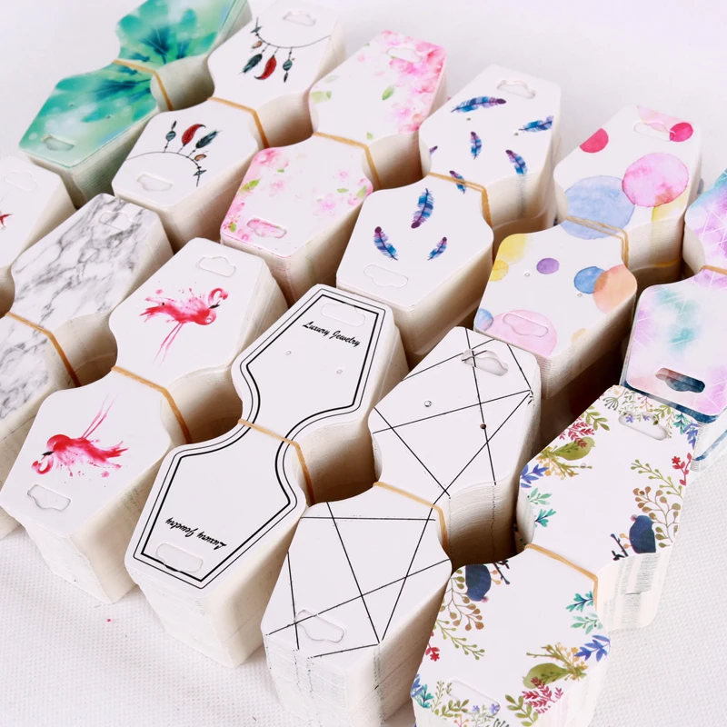 

New Arrive 350g White Paper Colorful Printing Packing Jewelry Card 500pcs 4.5x10.7cm Can Folded Necklace Bracelet Display Card