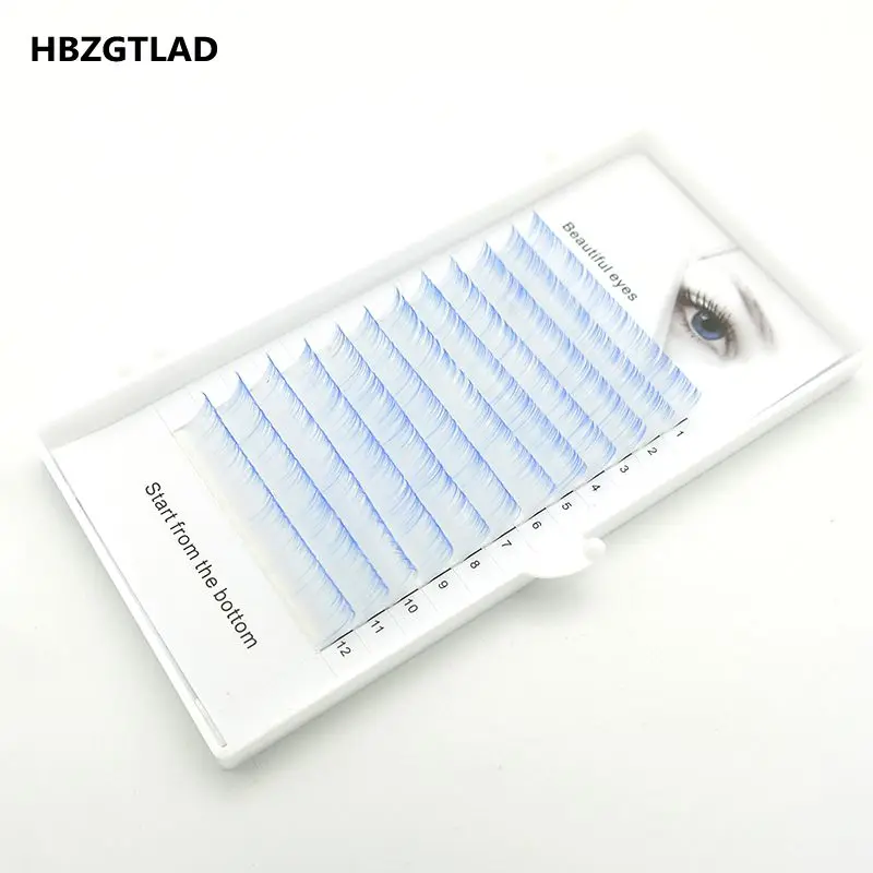 HBZGTLAD абсолютно новые ресницы C/D curl 0,07/0,1 мм 8-14 мм, накладные ресницы белого+ синего цвета, индивидуальные цветные ресницы, искусственные ресницы для наращивания