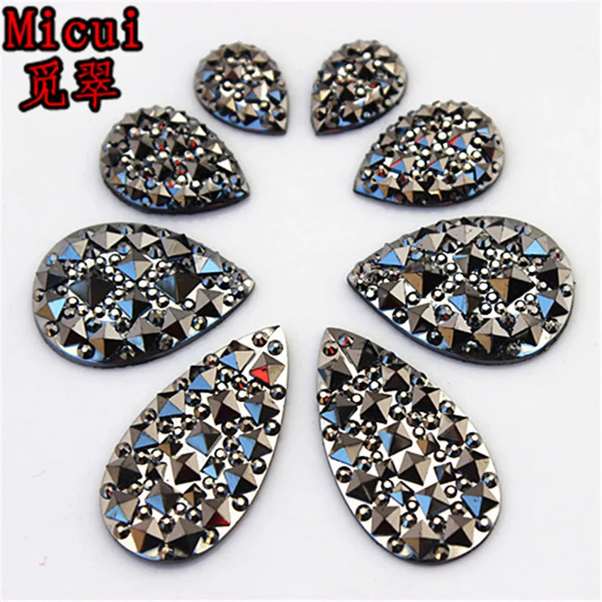 Micui 100 шт. 10*14/13*18/18*25/16*29 мм DR стразы из смолы каменные бусины с плоским основанием