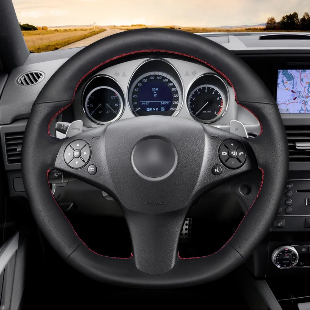 Черный чехол рулевого колеса автомобиля из натуральной кожи для Mercedes Benz SLR Class 2009