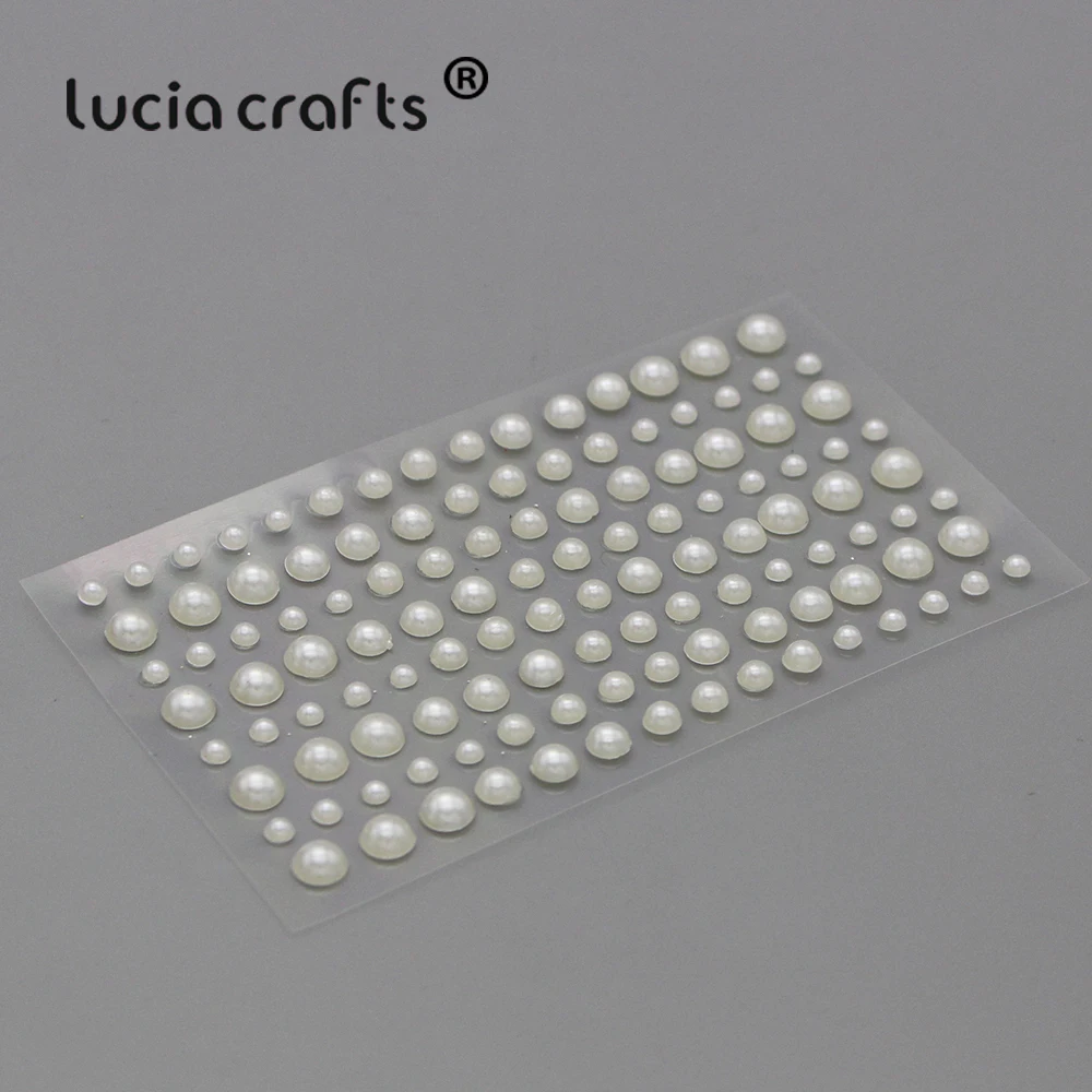 Lucia crafts Диаметр 3/4/5/6 мм, составленных из предметов разных размеров с плоской задней искусственный жемчуг Скрапбукинг 10,5*5,7 см(3 листа/уп наклейки для ногтей в комплекте) C0802