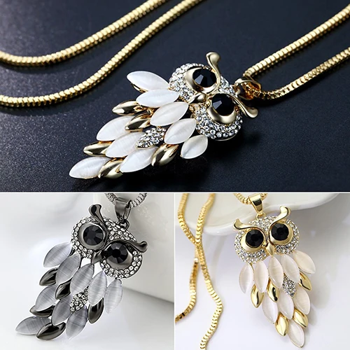 Hot Women's Lovely Owl Pendant Rhinestone Long Sweater Box Chain Necklace Jewelry BEK7 | Украшения и аксессуары