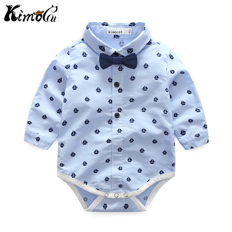 Kimocat new High quality autumn and winter gentleman long-sleeved bow tie casual trousers suit 3pcs(Jumpsuit + vest pants) |