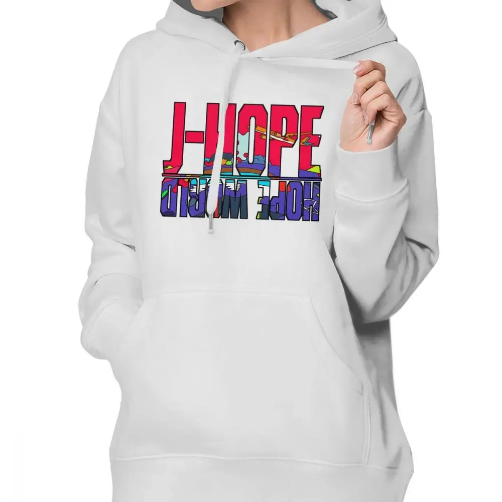 Hope World Толстовка J-hope-Hope World толстовки с длинным рукавом черные толстовки женские хлопковые трендовые уличные пуловеры с капюшоном - Цвет: Белый