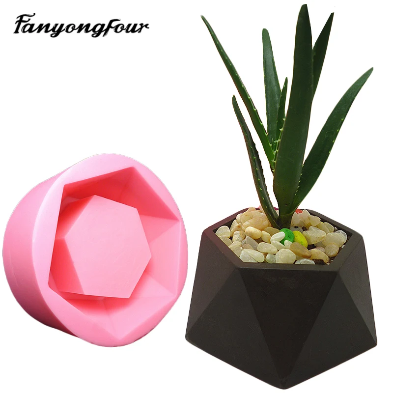 

Solid Geometry Flower Pot Silicone Mold DIY Resin Gypsum Concrete Crystal Dropping Glue Mold Production Craft Decoration