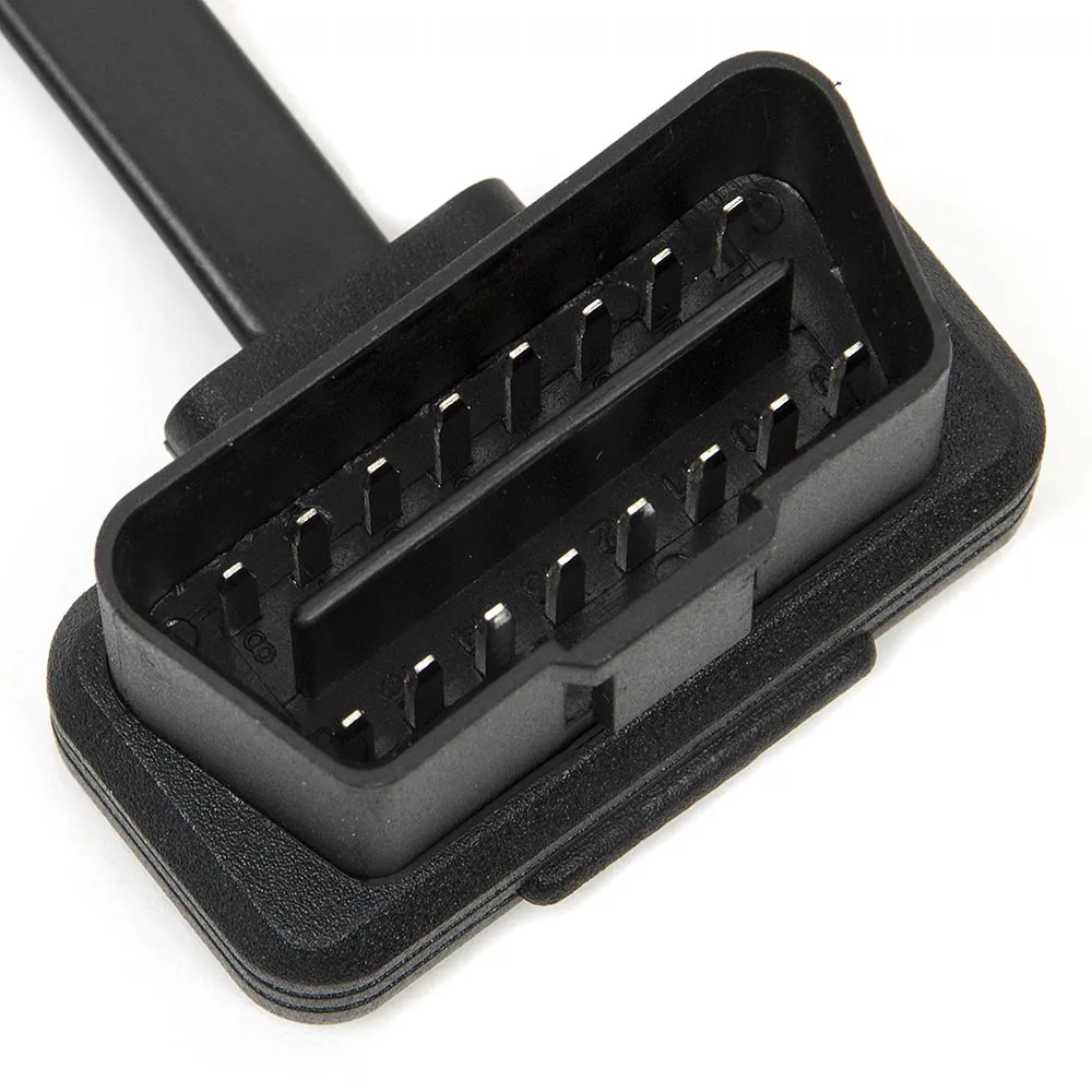 

1.5M Flat Thin As Noodle OBD2 OBDII OBD 16 Pin ELM 327 Male To Female Elbow Extension Cable Light Diagnostic Scanner Connector