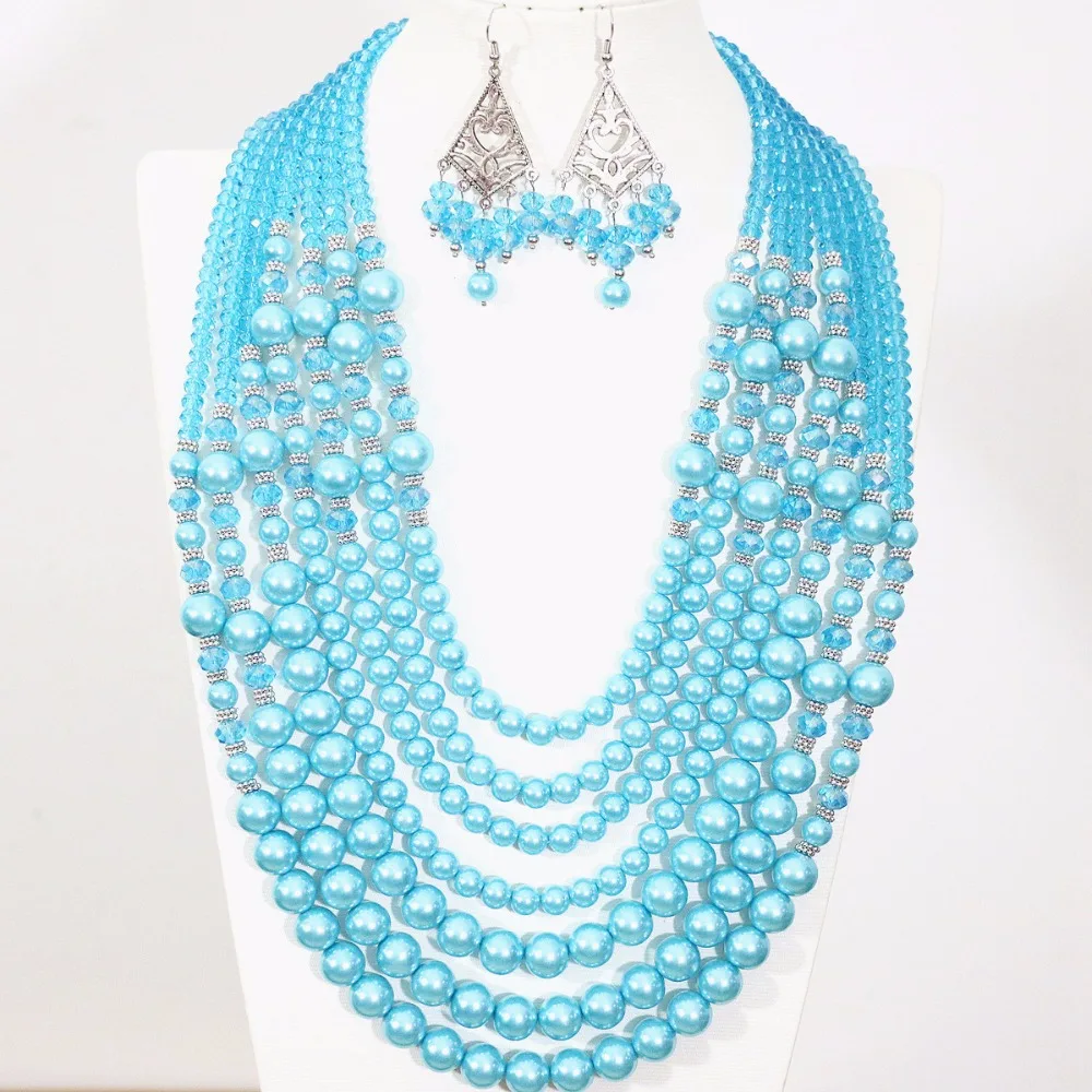 Ожерелье и серьги с бусинами 10 цветов 7 рядов|necklace earring|jewelry setsearrings necklace |