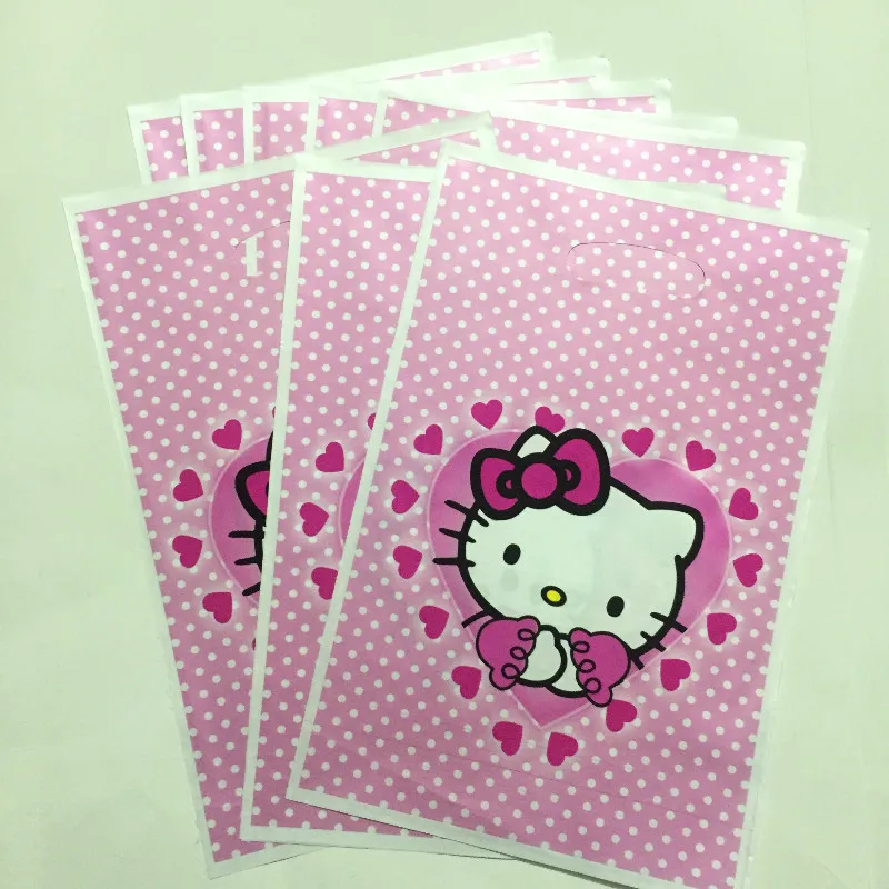 10 шт. подарочные сумки Hello Kitty KT розовый Подарочный пакет мультяшная тематическая