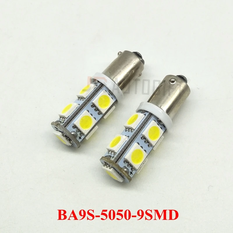100 шт. заводская цена BA9S светодиодная лампа T4w 9Led 5050 9SMD DC12V/24V белая автомобильная