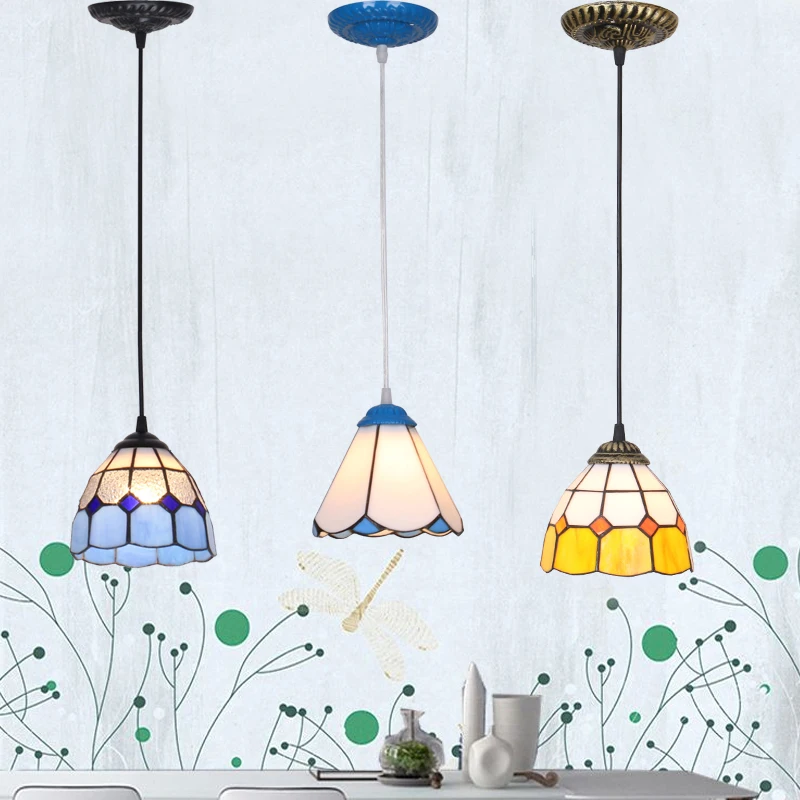 Синий подвесной светильник в средиземноморском стиле Простой яркий потолочный