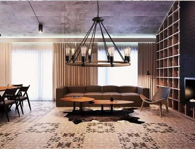 

Vintage Chandelier Pendant Hanging Lighting Fixture Retro Loft Hang Lamp Light for Hotel Foyer Living Room Decoration Luminaire