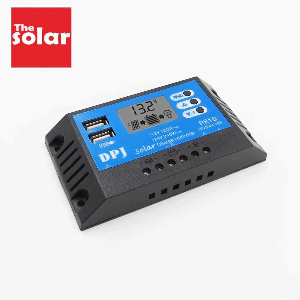 RP10 DC 12V 24V Авто 10A 100W 200W за максимальной точкой мощности, Солнечный контроллер заряда PWM регулятором солнечного солнечная батарея зарядное устройство для батареи Регуляторы PV с ЖК-дисплей Дисплей и 5V