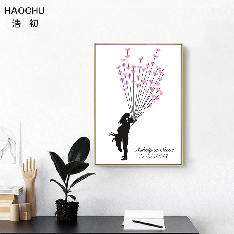 HAOCHU Пользовательские DIY парные обнимательные фотообои Гостевая книга подпись