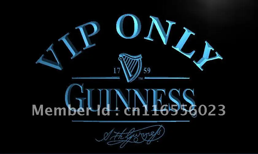 

LA426-только VIP пиво Guinness Светодиодный светодиодная неосветильник световая вывеска, поделки для домашнего декора