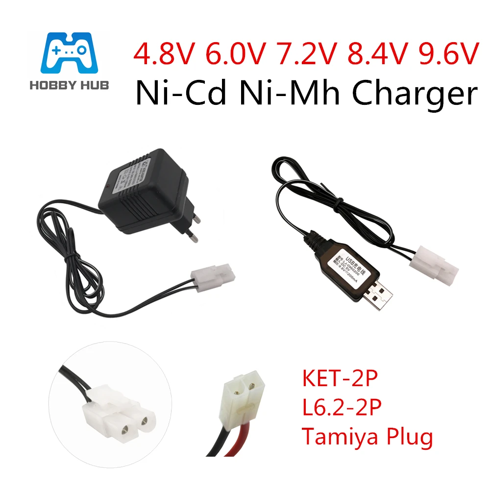 4.8V 6.0V 7.2V 8.4V 9.6V Charger for NiCd NiMH battery Input 100V-240V with Tamiya Kep-2p Plug charger For RC toys 7.2V Charger