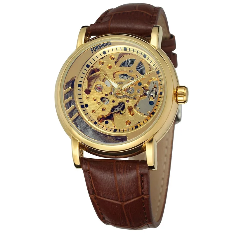 

FORSINING Men Mechanical Wristwatches Causal Men's Watches Leather Band Automatic Watch Gifts Skeleton Clocks Relogio masculino