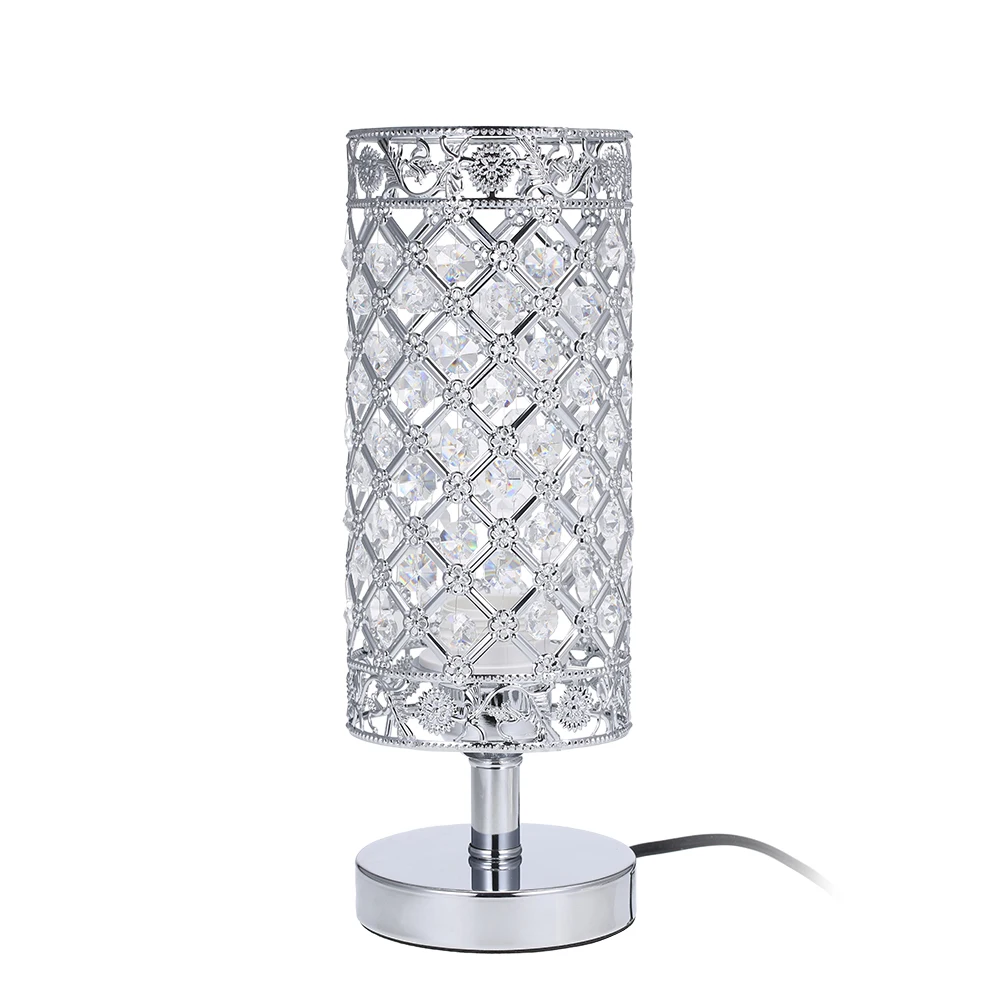 

Tomshine Table Light Crystal Silver Beside Table Lamp Desk Light for Bedroom Living Dining Room Coffee Shop Bookcase