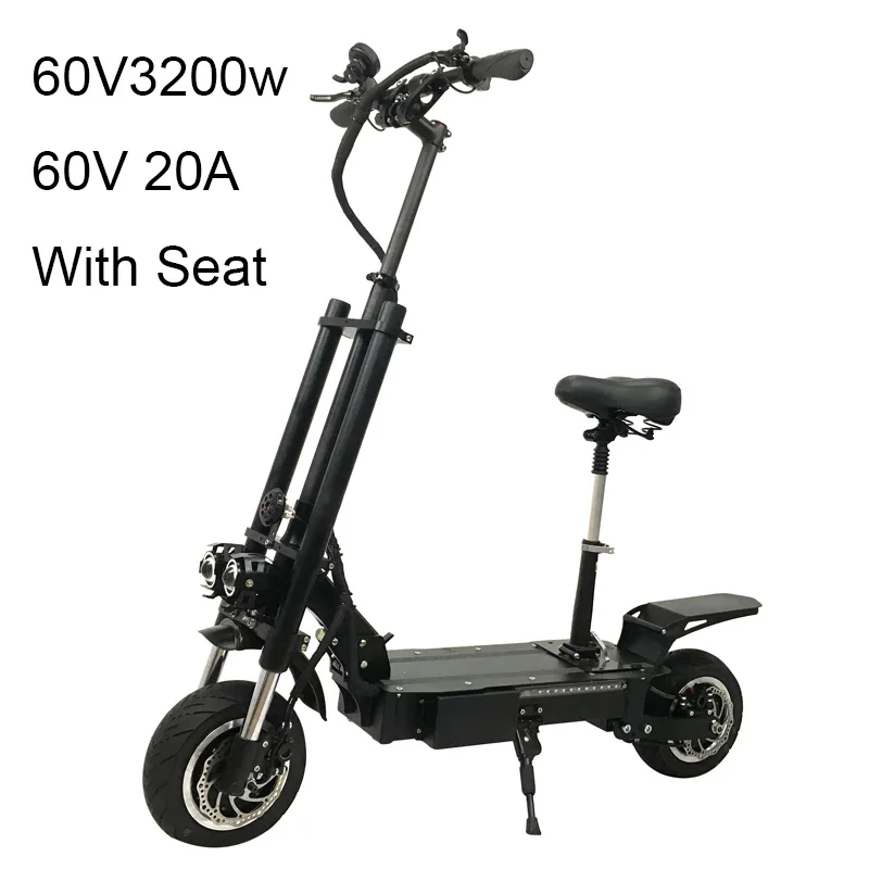 60v3200w20a withseat Высокомощный Электрический скутер для взрослых, 60 в, 3200 Вт, электрический скейтборд с литиевой батареей LG, внедорожные скутеры с большими колесами и толстыми шинами - Цвет: 60v3200w20a withseat