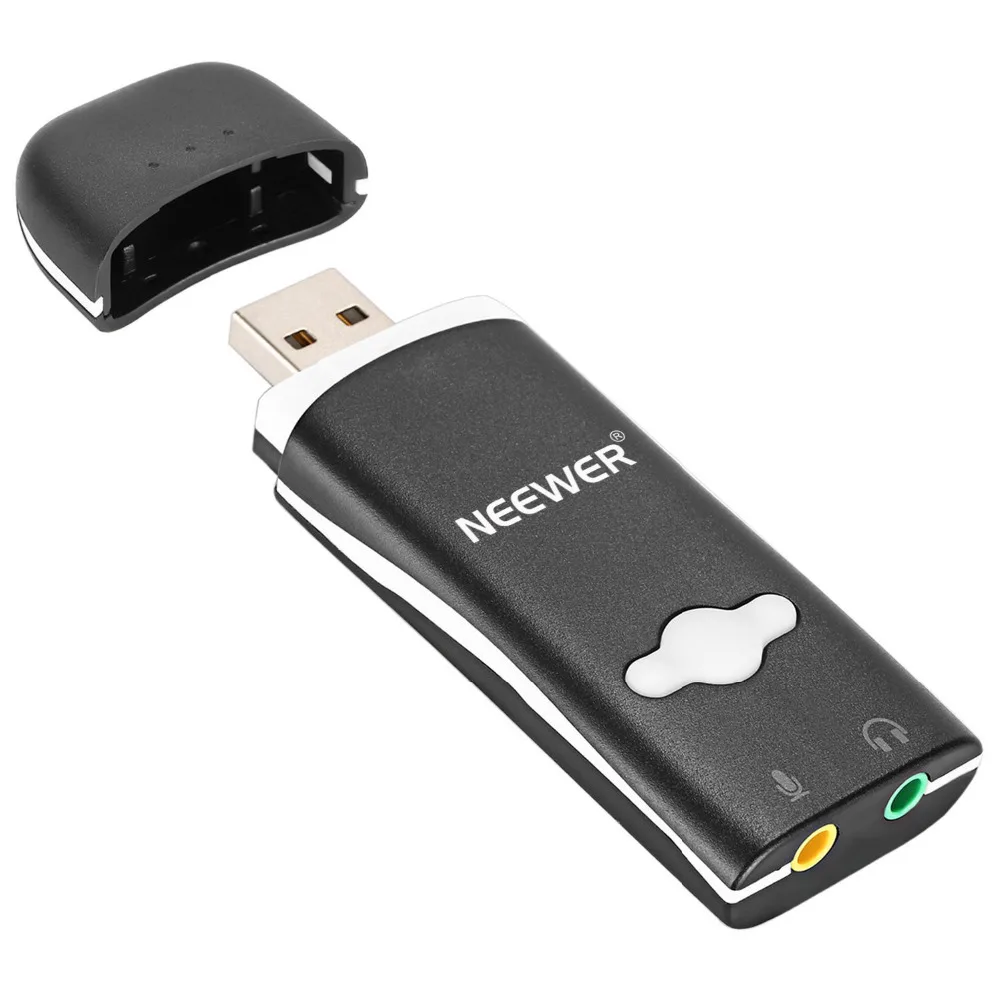 Neewer USB внешний стереозвук адаптер для ПК ноутбука записи совместим с Windows XP Vista 7 8 1