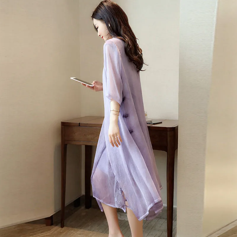 Женский комплект из 2 предметов большого размера женское платье с вышивкой Natioanl