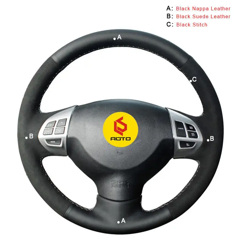 Nappa and Suede Оплетка автомобиля на крышке рулевого колеса для Mitsubishi Lancer X 10 2007- Outlander 2006-2013 ASX 2010-2013 Ручная прошитая крышка - Название цвета: Nappa and Suede