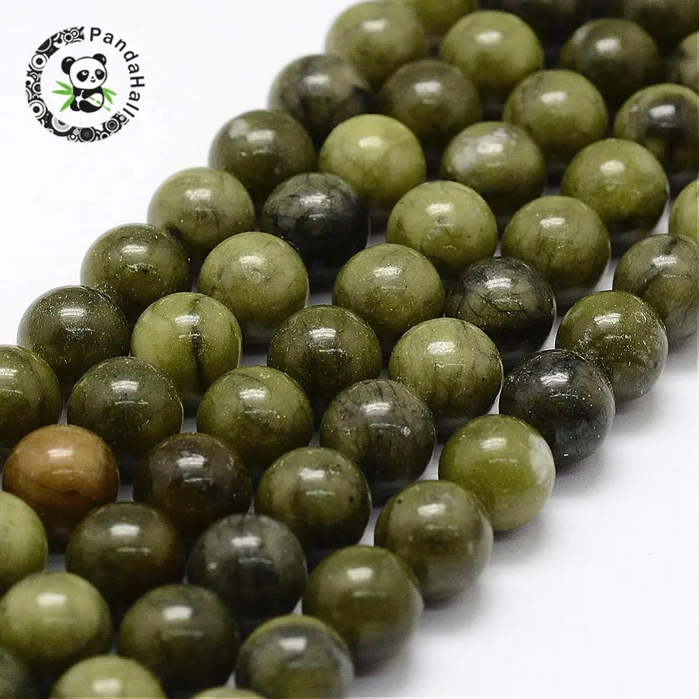 

Натуральные китайские нефритовые бусины, Круглые, 10 мм, отверстие: 1,3 мм; Около 39 шт./нить, 15,2 дюйма