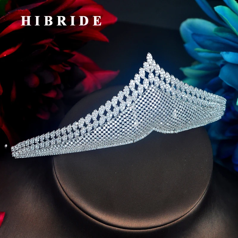 HIBRIDE Luxury Full AAA Cubic Zirconia Women Wedding Tiaras Hair Accessories For Bridal Hair Head Jewelry Wholesale Price C-92