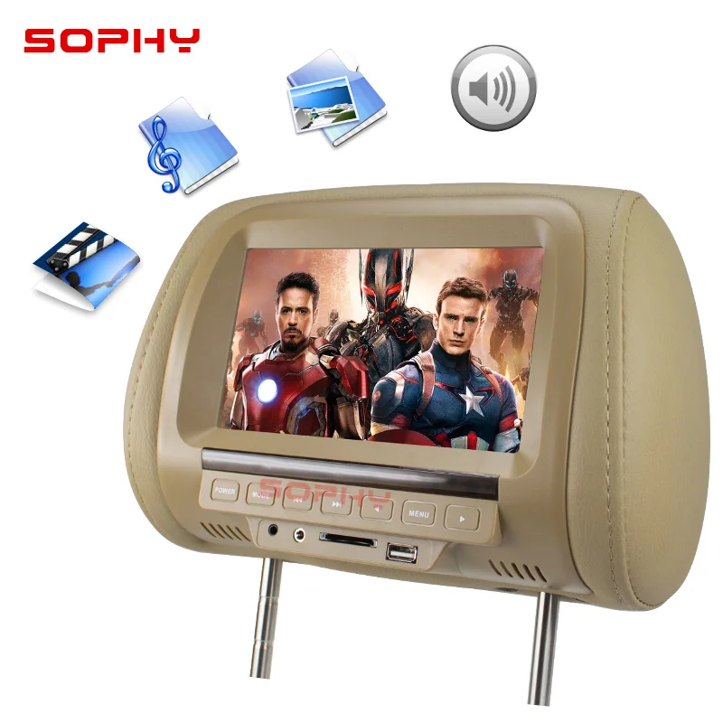 $232.47 Universal 7 Inches Car Headrest MP4 Pillow Monitor Multimedia Player with Lighter Plug Adapter USB SD MP5 FM Speakers SH7038-P5