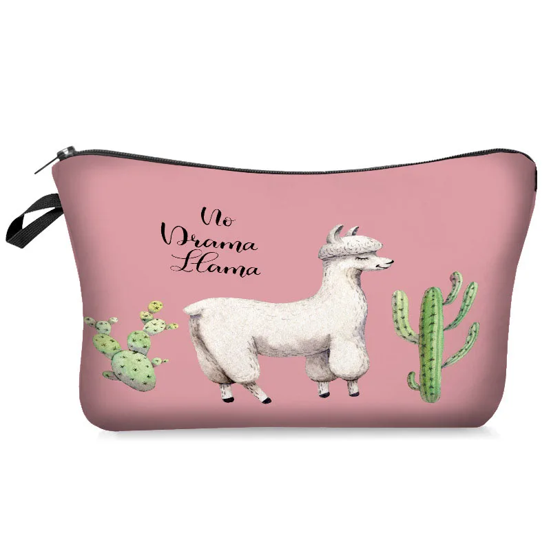 Yotina женская косметичка llama 3D печать с разноцветным рисунком Макияж сумка на молнии путешествий Органайзер для макияжа