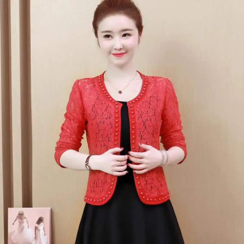 Лето Повседневная Короткая Куртка Женщин Тонкий Плюс Размер Лоскутное Кружевное