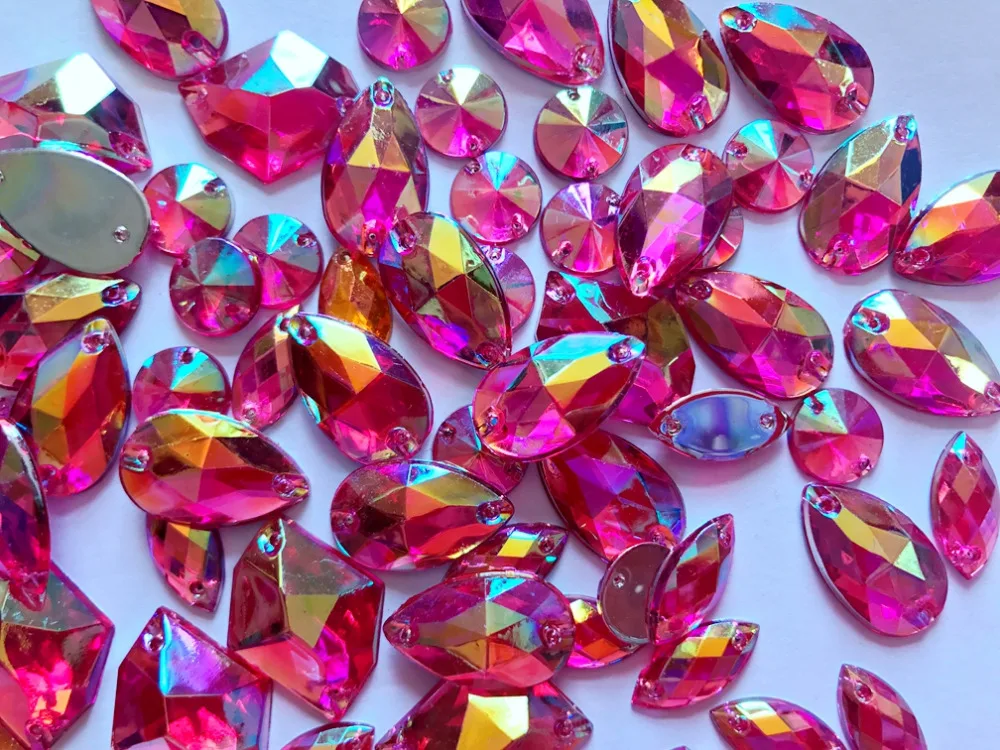 Стразы акриловые разных размеров для шитья 300 шт.|crystal sew on|crystal on rhinestonescrystal sewing |
