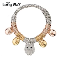 longway 2019 trendy fashion owl charm bracelet bangle gold color silver color bracelets for women fashion jewelry sbr140144