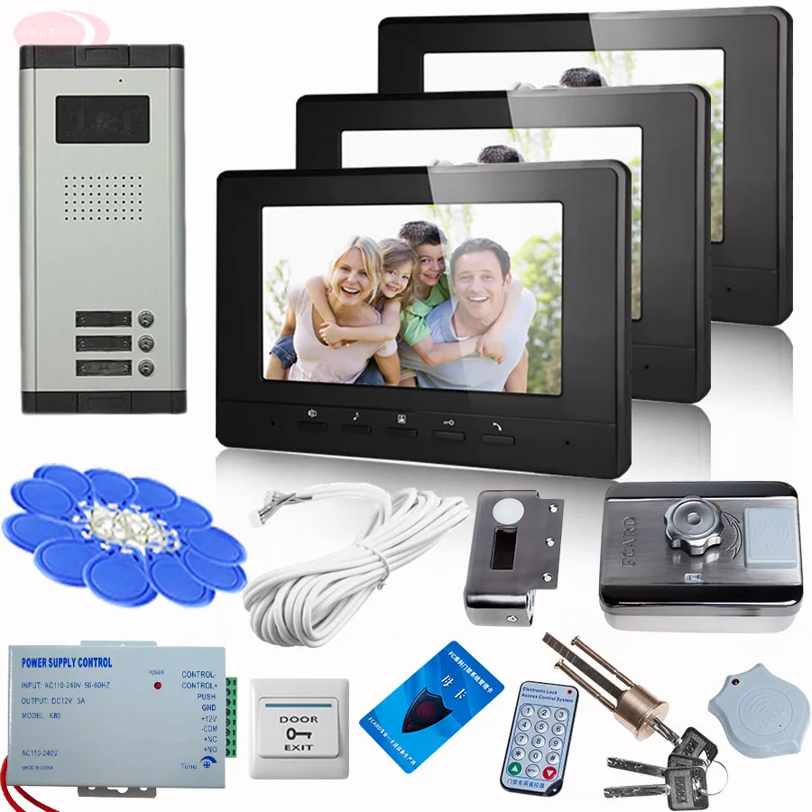 Проводной домофон SUNFLOWERVDP для частного дома + Rfid разблокировка электронный замок 7