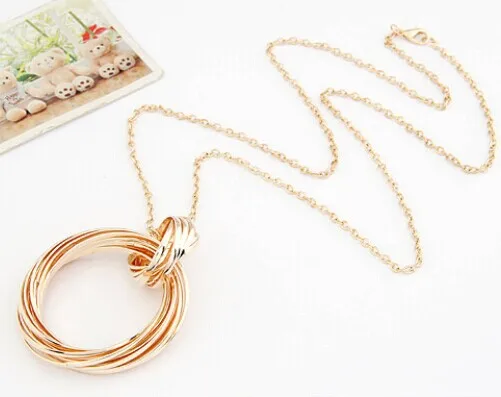 Ожерелье ювелирные изделия краткий двойной петля много круг кулон ожерелье