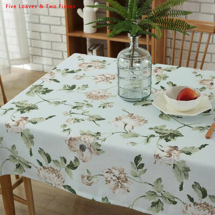 Free Shipping Peony flowers Square Tablecloths Cotton Linen Tablecloth Rectangular Table Cloth Solid cover Manteles | Дом и сад