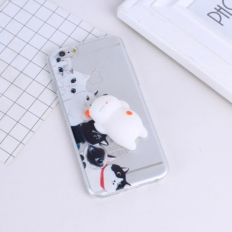 Мягкий чехол для телефона iPhone 5S 6 6S 3D милый мягкий силиконовый с пандой и кошкой 5 se