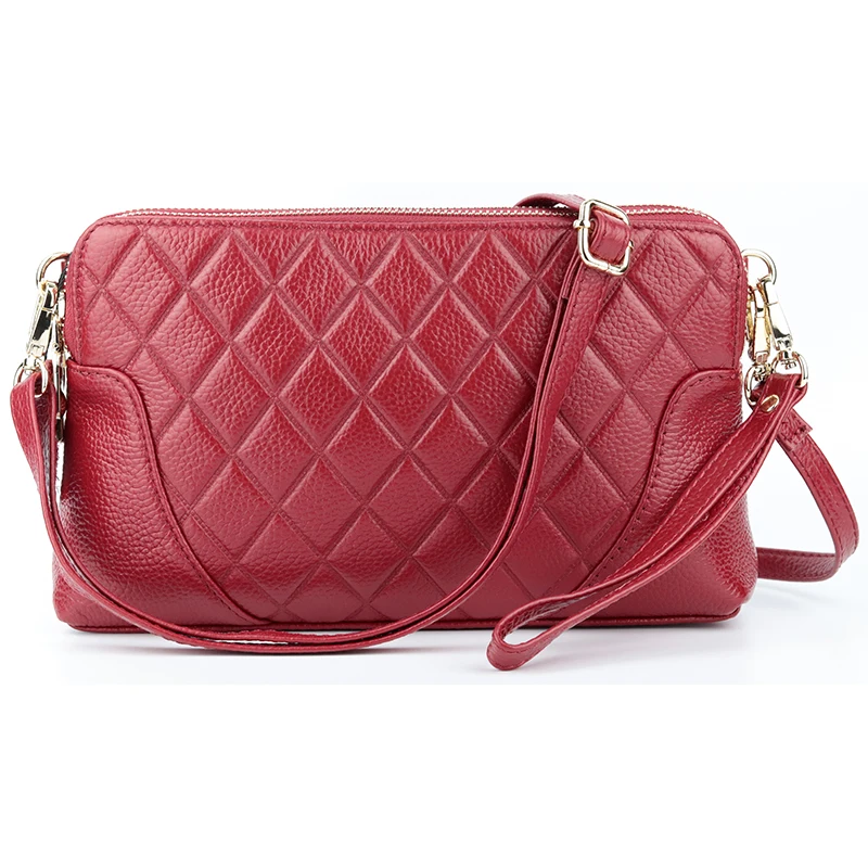 

COMFORSKIN New Arrivals Cowhide Double Zipper Messenger Bag European And American Geometric Lady Cross-body Bag Bolsas Feminina