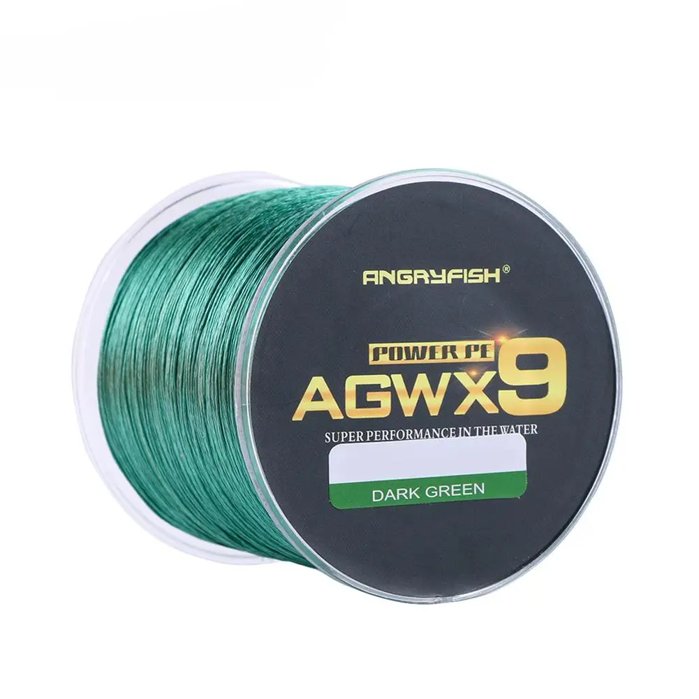 ANGRYFISH Diominate X9 PE Line 9 прядей плетеная 500 м/547 ярдов супер сильная леска 15лб-100lb темно-зеленая
