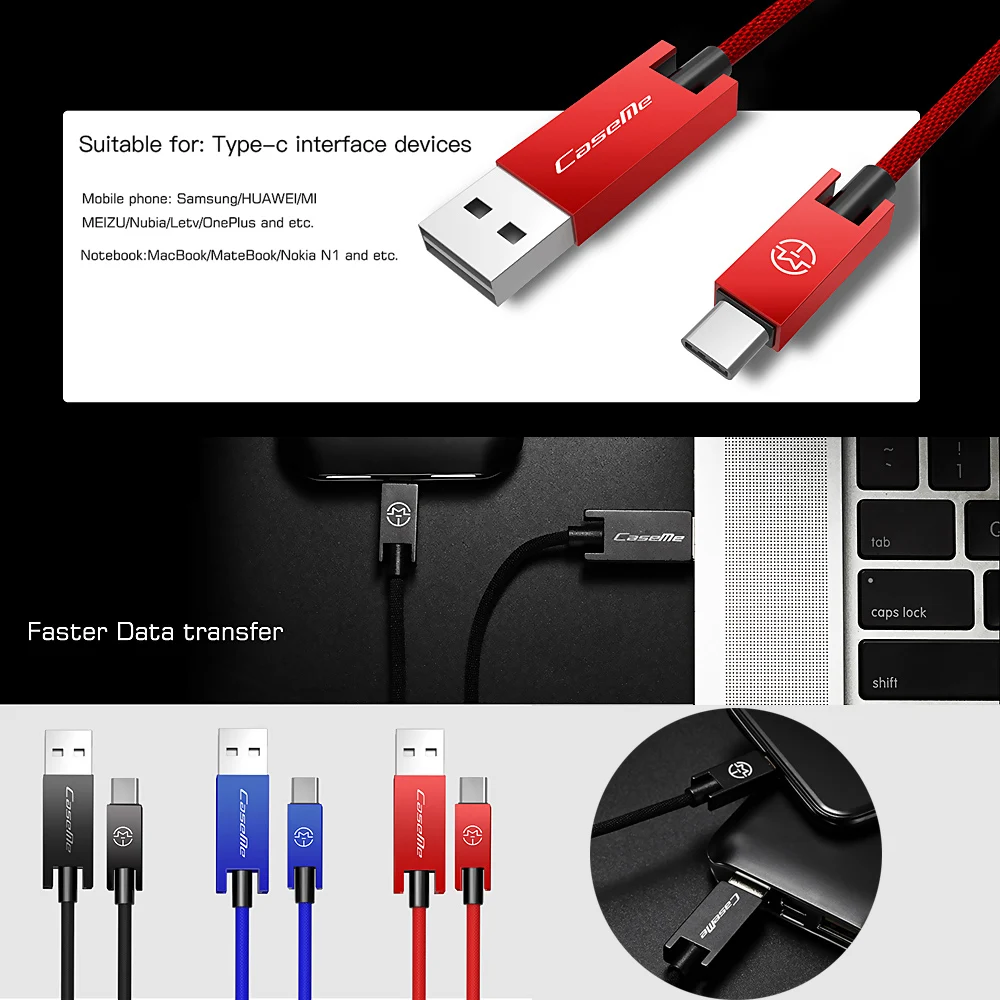 Плетеный кабель для быстрой зарядки и синхронизации данных CaseMe Type C Samsung Galaxy