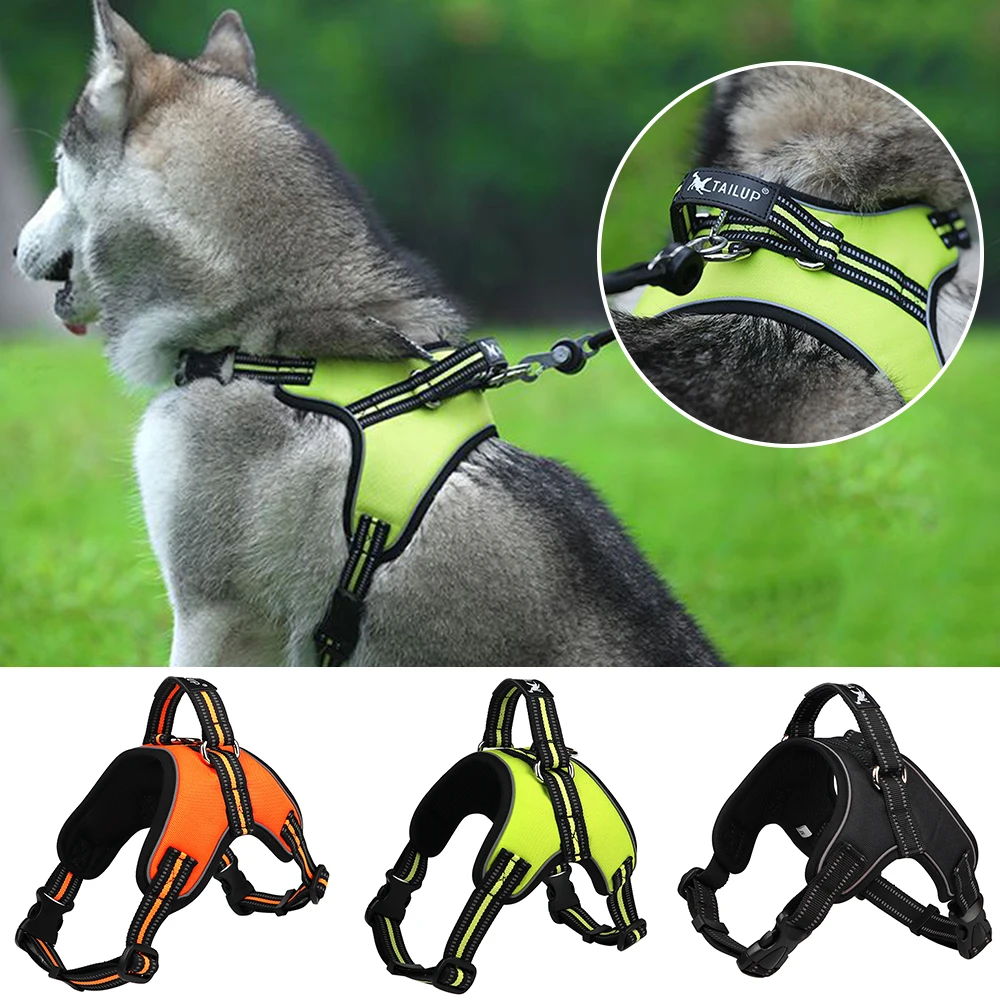 

Reflective Large Dog Harness & Leash Nylon Pet Collar for Dogs Labrador Husky Collie Bulldog D30